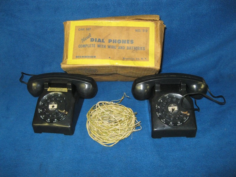Brumberger Model 212 toy telephone set in original box.  For parts or repair.