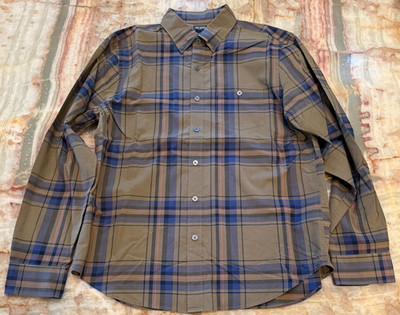 Todd Snyder Mens Button Down Shirt Brown Blue Plaid Long Sleeve Comfy Size L