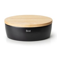 Continenta Brottopf Oval Mit Holzdeckel 36 X 23 X 13,5 Cm Schwarz