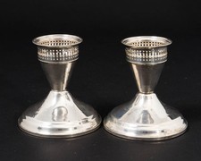 Set of 2 Duchin Creations Sterling Silver Candle Holders Candlesticks Weighted