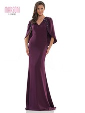 Beaded Shoulder Cape Evening Gown