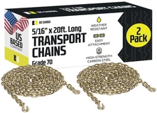 DC Cargo Tie Down Transport Chains - Heavy Duty Tow Chain with 5/16" Grade 70...