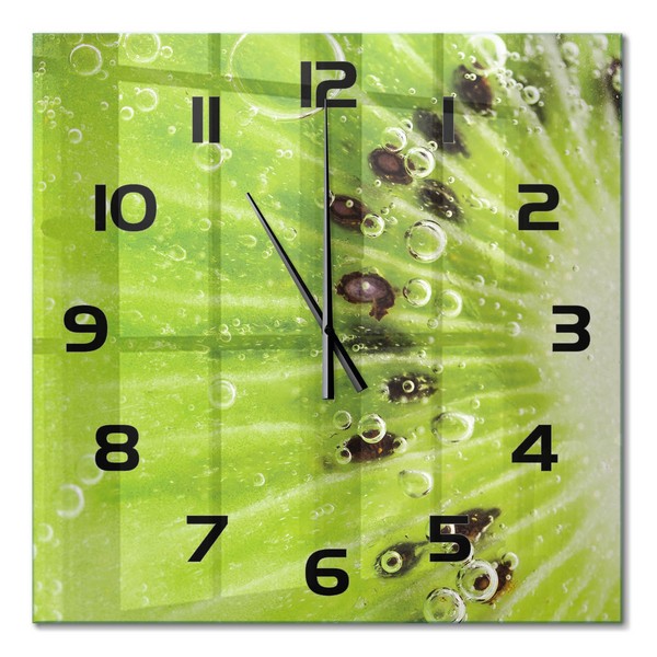 Wanduhr Aus GehäRtetem Glas Mit Leisem Uhrwerk Kiwi Schwarze Zeiger 60X60 Cm-image