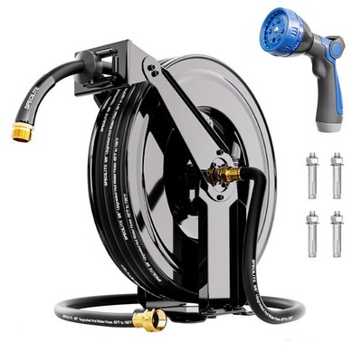 Retractable Hose Reel with 5/8'' Hot/Cold Garden Water Pipe 50ft, -50? -190?,...