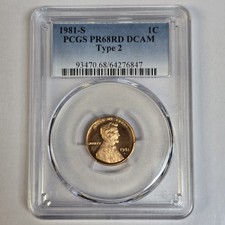 1981-S Type 2 Lincoln Memorial Cent Proof PR68 RD DCAM Brilliant Red Color Lot