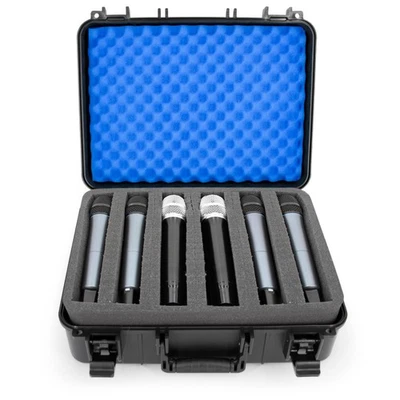 Casematix Wireless Microphone Case – Holds 12 Handheld Mics & Accessories Foam