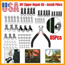 85PCS Zipper Replacement Repair Kits Install Pliers for Bags Jacket Coats Jeans