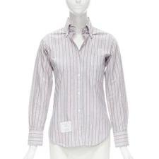 THOM BROWNE 2009 Signature grey red stripe cotton slim fit shirt US0