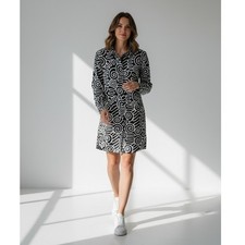 NA-KD Shirt Dress Black White Swirl Print Button Down Edgy Size 40 Chic Cocktail