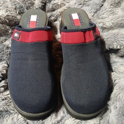 Tommy Hilfiger Clogs Women's Size 7.5 Navy Blue Logo Slip-Ons Chunky Platform