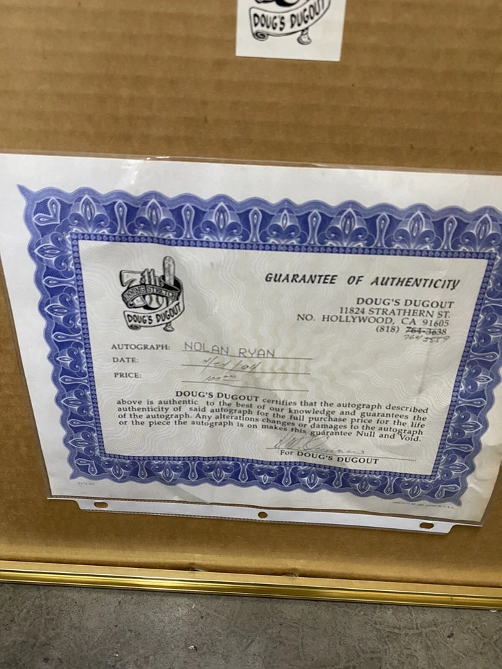 “ Nolan Ryan “Autograph Signed With Certificate Of Authenticity. Rare Vintage - Image 2 of 4