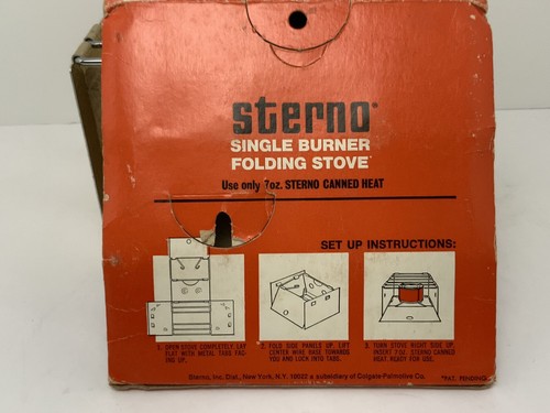 STERNO Folding Camp Stove Vintage Single Burner Hiking Backpack Picnic Survival - Picture 11 of 22