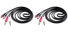 2 Pair CDQR12 12 Feet Dual 1/4" TS Mono to Dual RCA Male Pro DJ PA Audio Cable