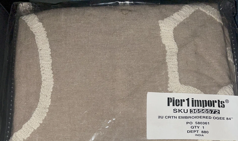Pier 1 Imports 84” Bordado Ogee Barra de Cortina Bolsillo 48x84 pulgadas; 121x213 cm NUEVO Foto 3 de 4