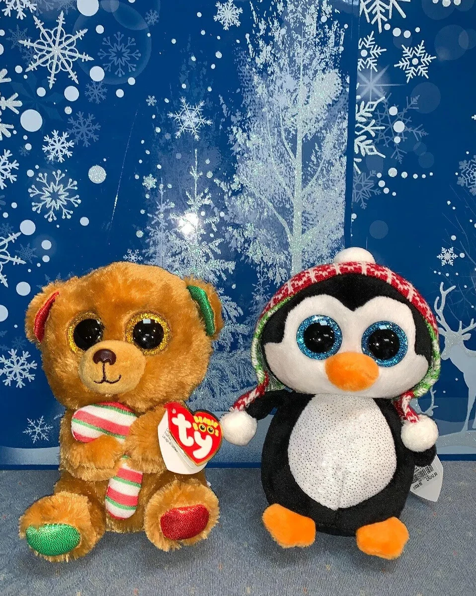BEANIE BOOS HOLIDAY PENELOPE PENGUIN BELLA TEDDY BEAR SET SUPER CUTE