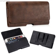 Horizontal Leather Cell Phone Pouch Wallet Case Holder Belt Clip Holster Cover