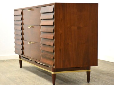 chinese dress ladies Mid-Century Modern Burl Wood Highboy Dresser – Dolphin & Flamingo main image 1
