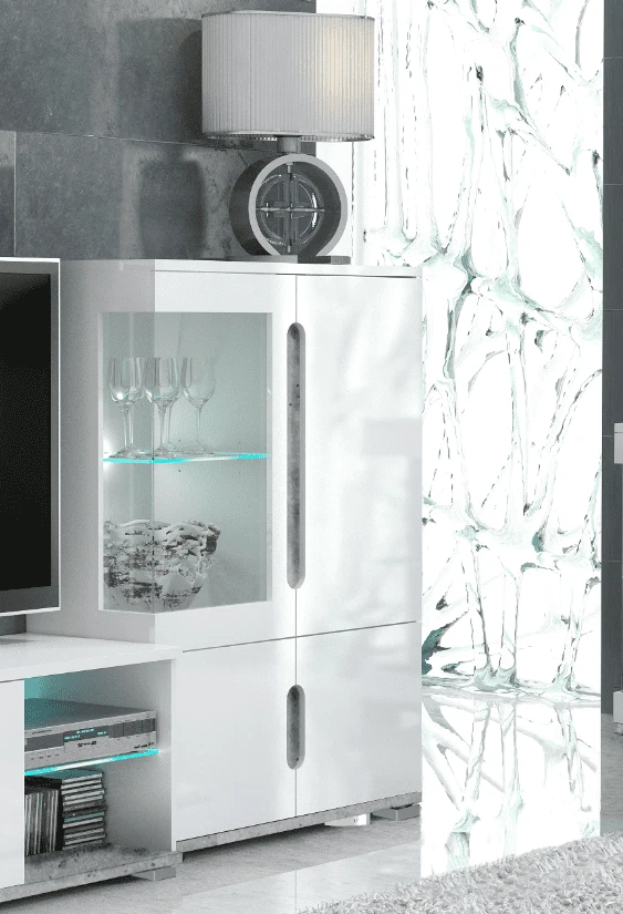 Lorenz high gloss white outlet display cabinet