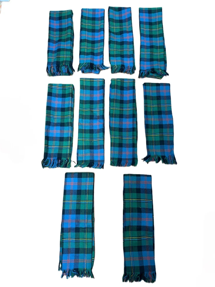 Lote de 10 bufandas de coro estolas azul verde a cuadros bordes con flecos espalda reunida Foto 3 de 4