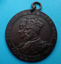 Birmingham 1911 Coronation Medallion, George V & Queen Mary. 35mm dia.