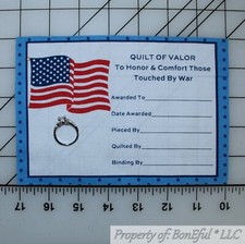 BonEful Fabric Cotton Quilt VTG American Flag Applique Block Valor Military Navy