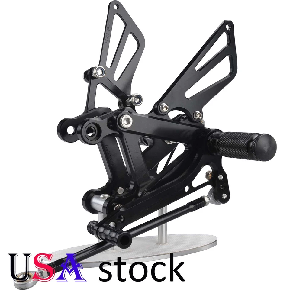 Juego trasero estriberas ajustables negras de EE. UU. para Kawasaki ZX6R ZX9R 99-02 ZZR600 Foto 2 de 4