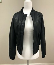 Brand New Zip-front Leather Bomb Jacket Size Xs By Majestic Filatures