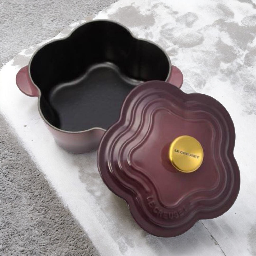 Le Creuset cocotte Fleur 20cm FIG gold knob super rare NEW JP | eBay