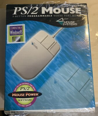Vintage Mouse Systems PS/2 3 Button Programmable Mouse W/ Mouse Pad