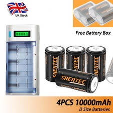 4x D Size D Cell Ni-MH Rechargeable Battery LR20 HR20 MONO + 4Slots Fast Charger