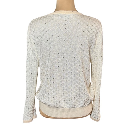 Vintage St.John Abend Strickjacke Gr.8 creme Strick Strass Old Money Preppy Chic - Bild 5 von 12