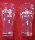 2 VINTAGE 1970'S 6" Tall COCA-COLA GLASSES ◇ CLEAR GLASSES WHITE LETTERING