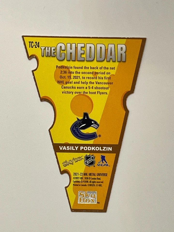 VASILY PODKOLZIN 2021-22 UD METAL UNIVERSE CHEDDAR TC-24 VANCOUVER CANUCKS - Image 2 of 2