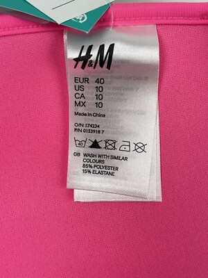 you BNWT H&M Bikini Top Neon Hot Pink Size 14 Padded No Wire Chrome
