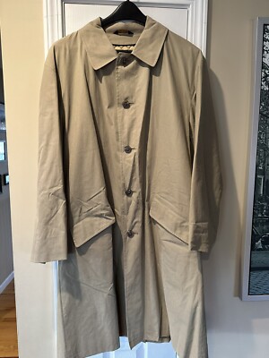 BROOKS BROTHERS LIKE NEW Mens Khaki Beige Trench Rain Coat 40 Removable Liner ￼