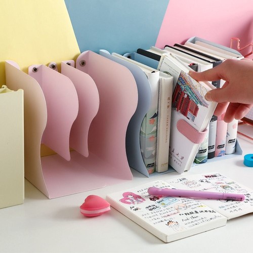 Retractable File Sorter Rack Foldable Bookstand Display Bookshelf Book Holder - Picture 7 of 14