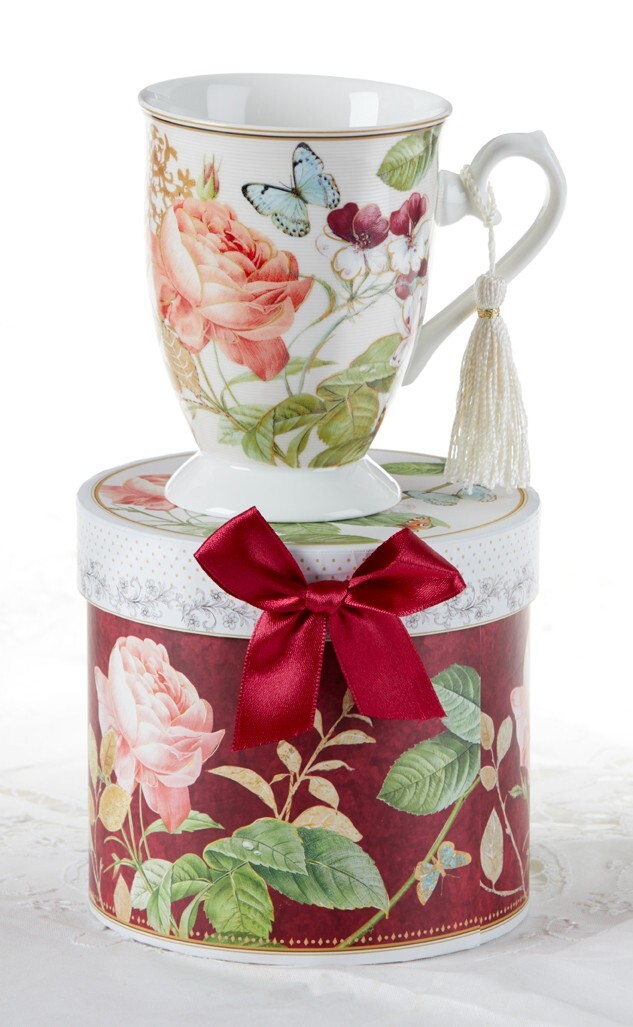 Delton Porcelain Tea or Coffee Mug Gift Set BURGUNDY PEONY eBay