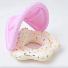 SunnyLife Mima the Fairy Baby Float w/Canopy - White Yellow Flowers & Pink Shade