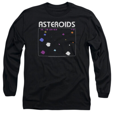 ATARI ASTEROIDS SCREEN Licensed Men's Long Sleeve Graphic Tee Shirt SM-3XL 