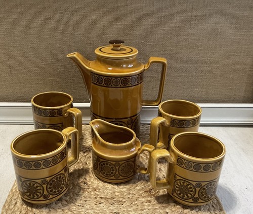 MCM Royal Sealy Golden Brown Coffee/Tea Pot Creamer & 4 Mug Set READ MORE - Picture 2 of 10