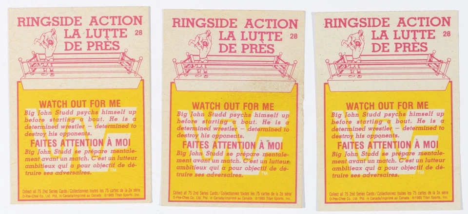 Big John Studd 1985-86 O-Pee-Chee WWF Series 2 Rookie Card #28 WWE RC Watch Out - Image 4 of 4