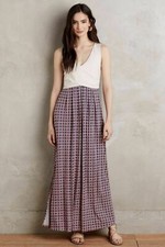 ANTHROPOLOGIE Maxi Dress by MAEVE Spring Boho Hippie Beige SMALL
