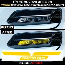 For Accord 2018-2020 Yellow Fog Lights Front overlay vinyl tint Decal precut ppf