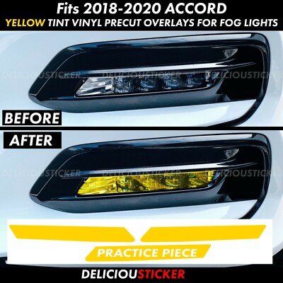 For Accord 2018-2020 Yellow Fog Lights Front overlay vinyl tint Decal precut ppf