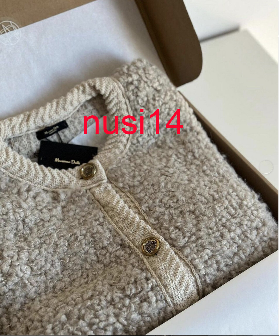 MASSIMO DUTTI NWT FW24 BOUCLÉ KNIT CARDIGAN WITH BUTTONS MINK 