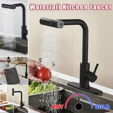 3 Modes Kitchen Faucet Waterfall Sink Mixer Tap Pull Down Sprayer Single Handle