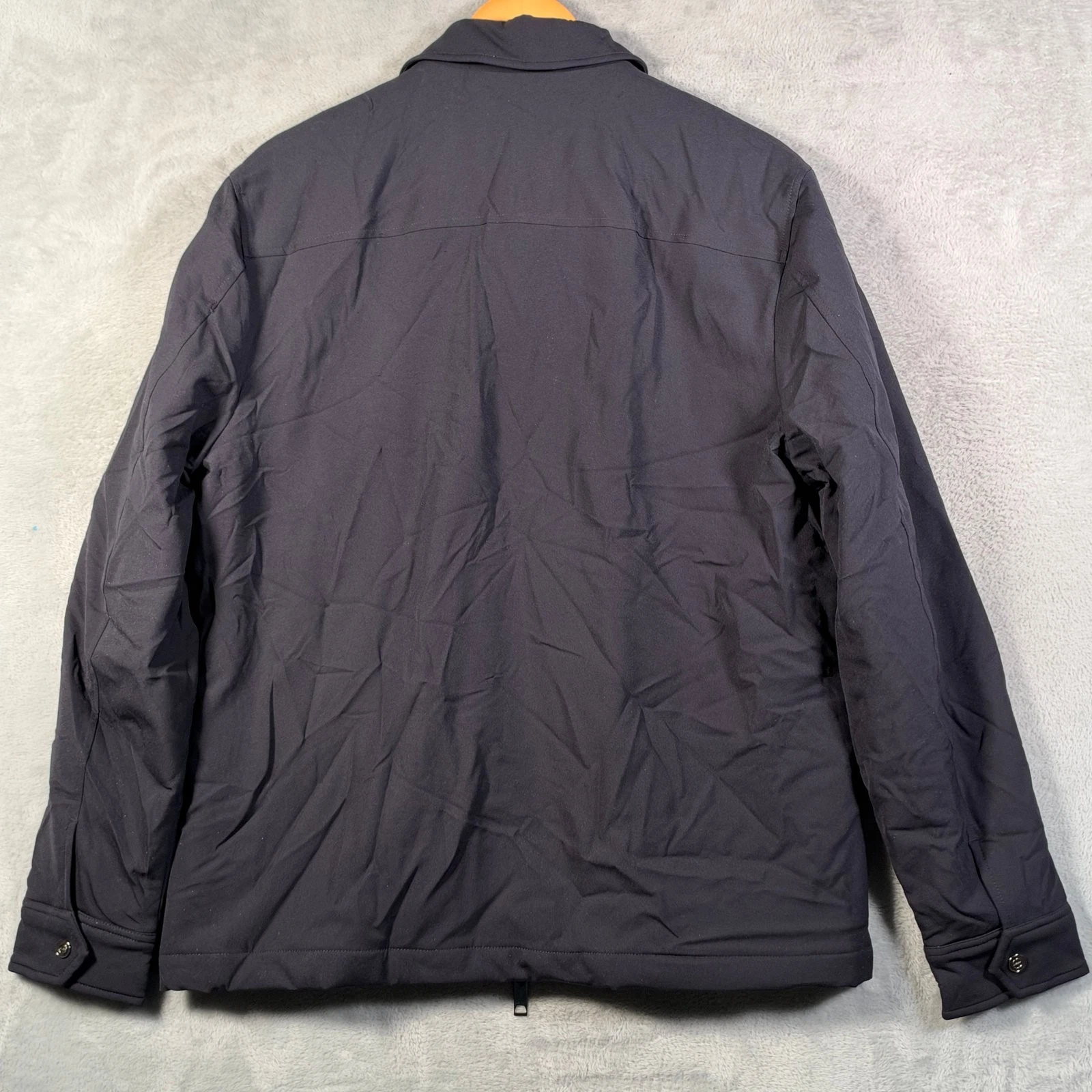 Reiss Jacket Mens L Navy Oshei Wadded Quilted Lined Full Zip Stretch $285 image 10