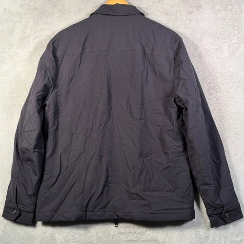 Reiss Jacket Mens L Navy Oshei Wadded Quilted Lined Full Zip Stretch $285 image 10