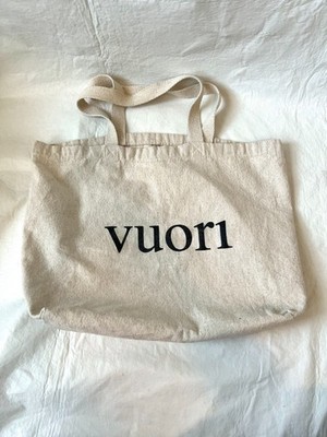 Vuori tote bag canvas beige black logo The Rise The Shine 19x13