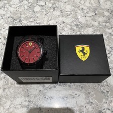 Orologio Uomo Scuderia Ferrari 0830327 Quadrante Rosso Nero Cinturino Silicone con Scatola